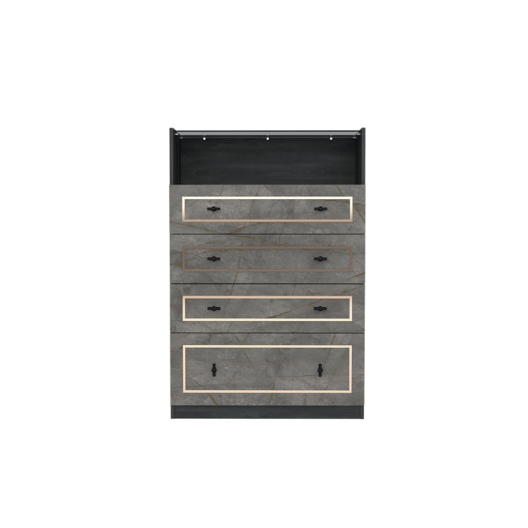 ตู้ลิ้นชัก 4 ลิ้นชัก WISDOM DESIGN FURNITURE รุ่น GDW-801 80 ซม. สีแอชเกรย์/บราวน์มาร์เบิ้ล